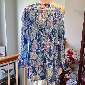 Lilly Pulitzer Sarasota Tunic Bay Blue In to The Deep
